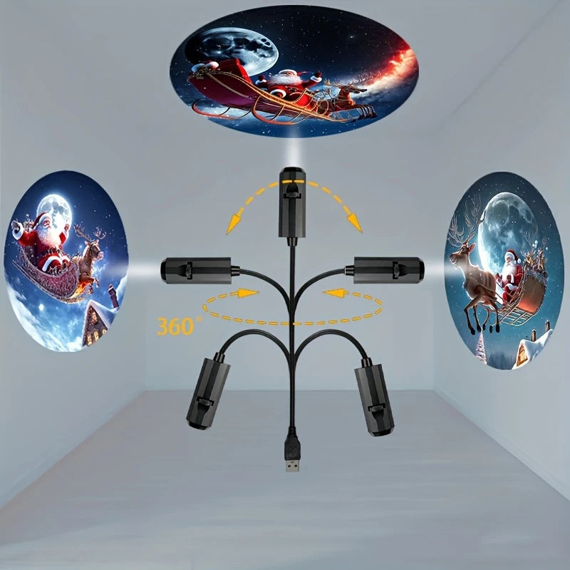 "Christmas LED Projector Light – Santa & Snowman"
