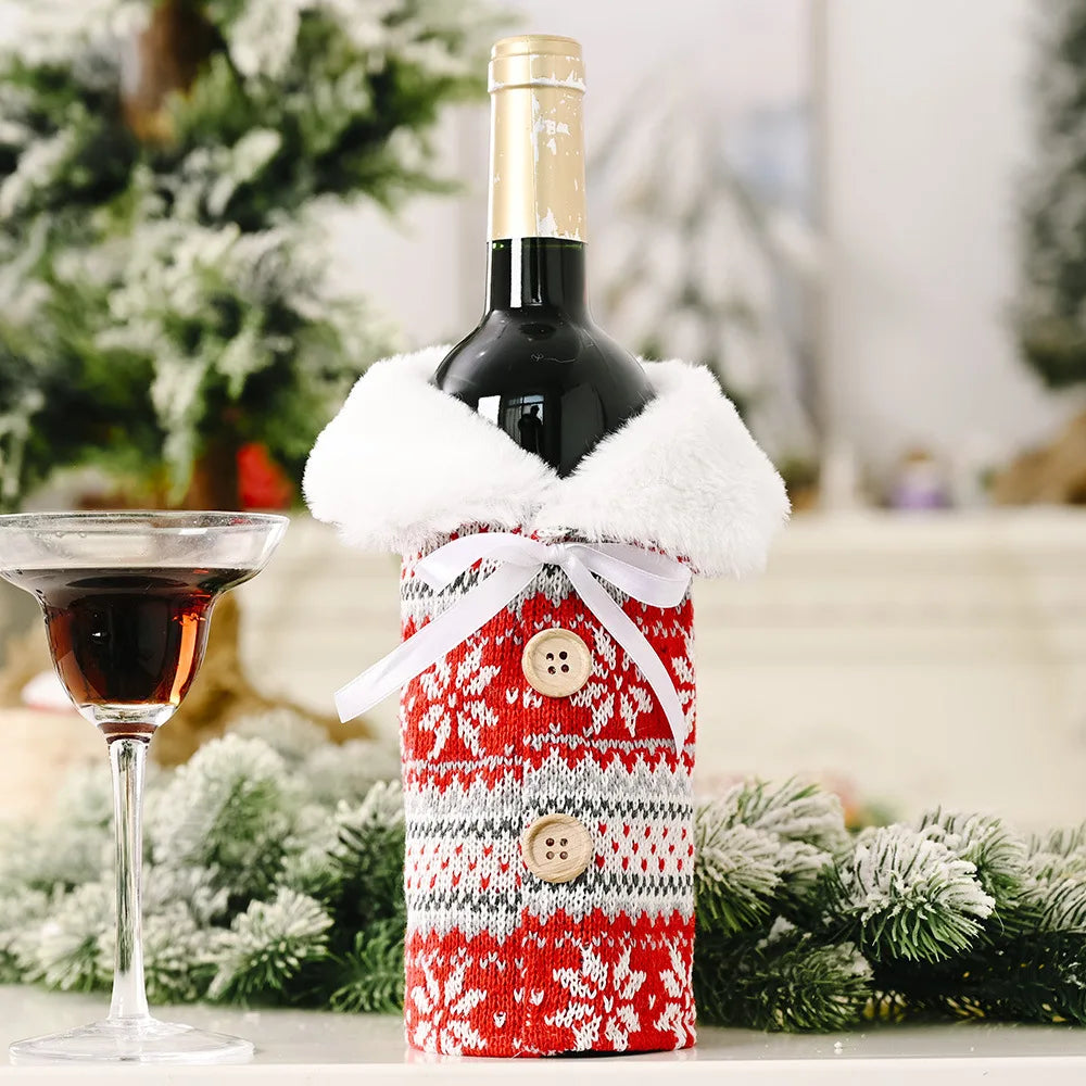 Christmas Wine Bottle Cover for Holiday Decor