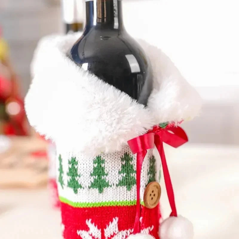 Christmas Wine Bottle Cover for Holiday Decor