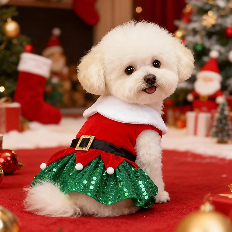 Christmas Dog Dress – Santa Style