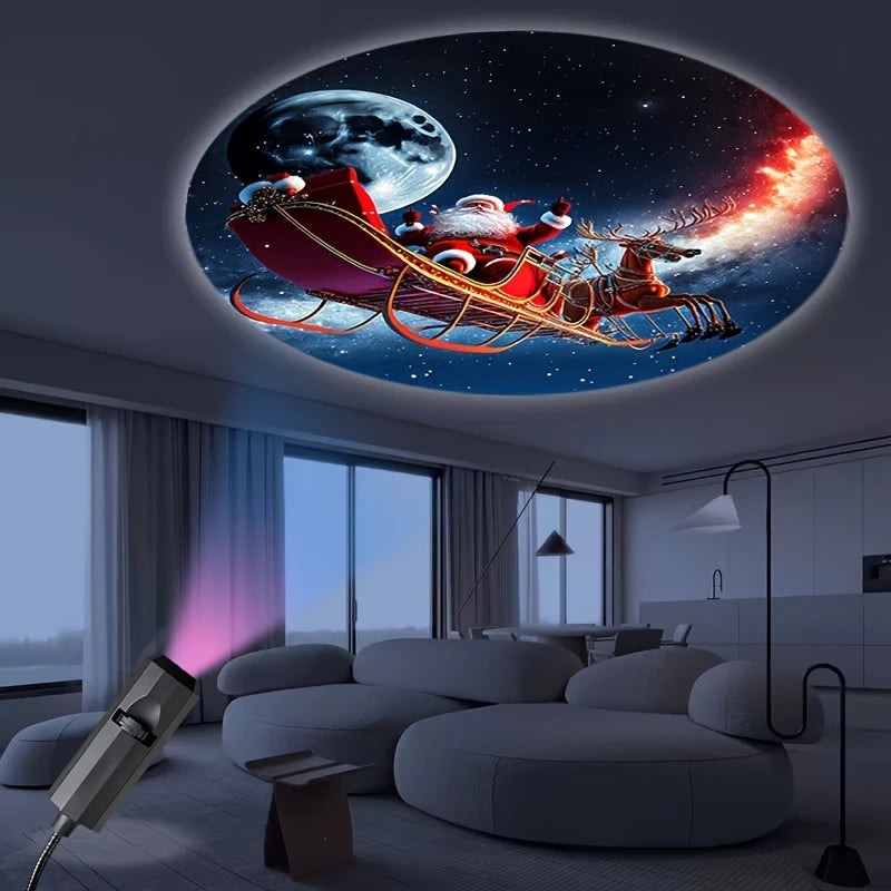 "Christmas LED Projector Light – Santa & Snowman"