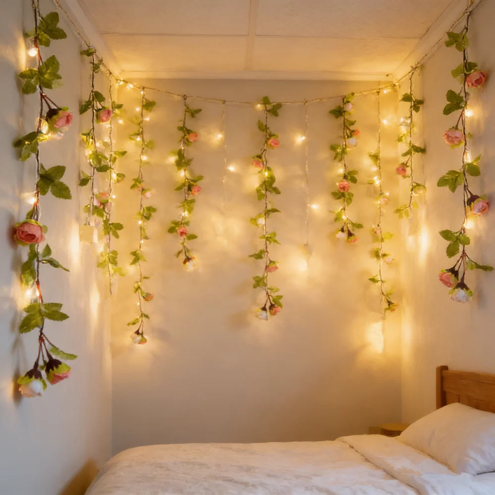 Battery-Powered LED Fairy Lights – Leaf & Floral Designs