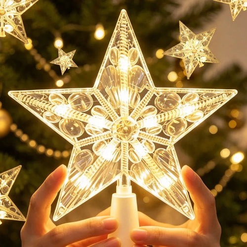 "LED Light-Up Christmas Tree Topper Star"