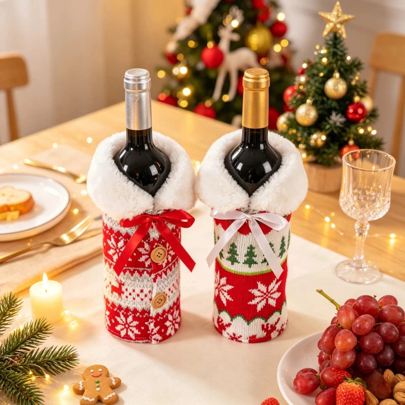Christmas Wine Bottle Cover for Holiday Decor