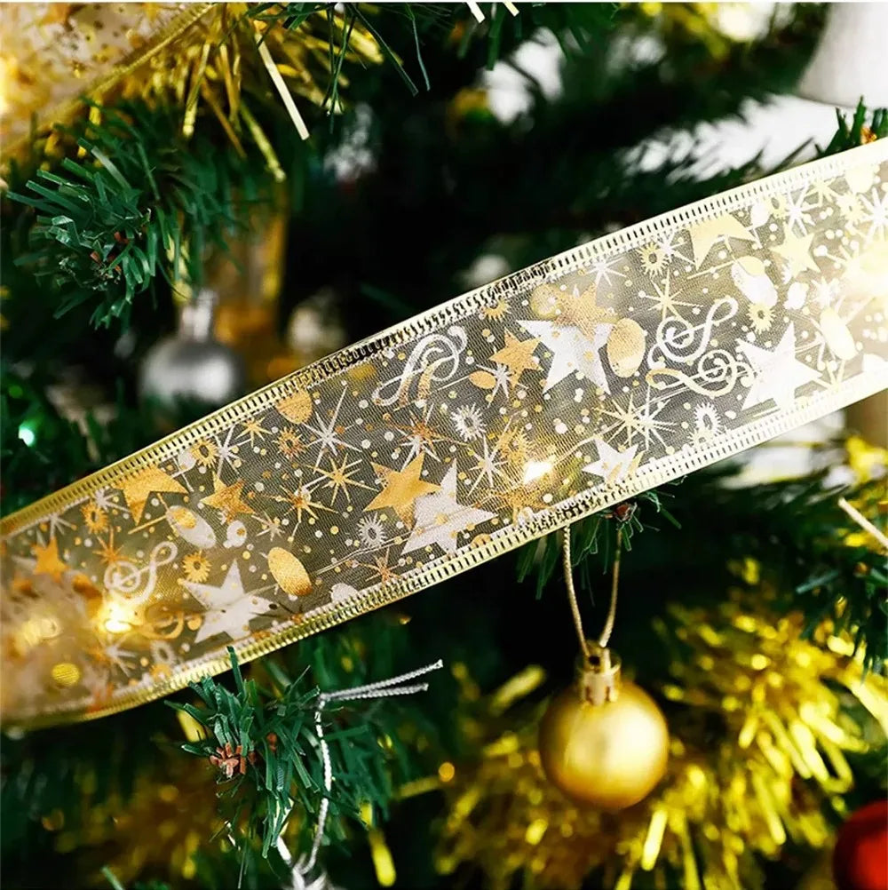 "LED Ribbon Bow Lights for Christmas Tree Decor"