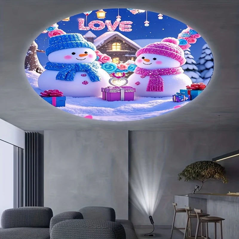 "Christmas LED Projector Light – Santa & Snowman"