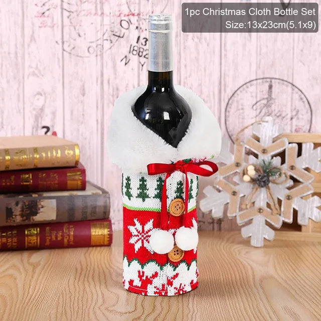 Christmas Wine Bottle Cover for Holiday Decor
