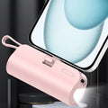 Power Bank 5000mAh with Built-In USB-C & Lightning Cables