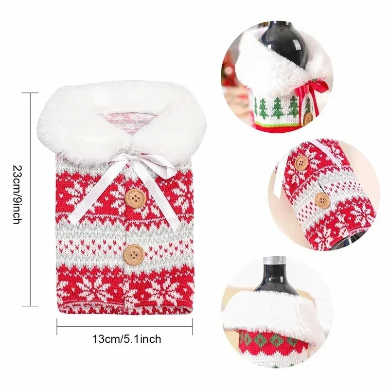 Christmas Wine Bottle Cover for Holiday Decor